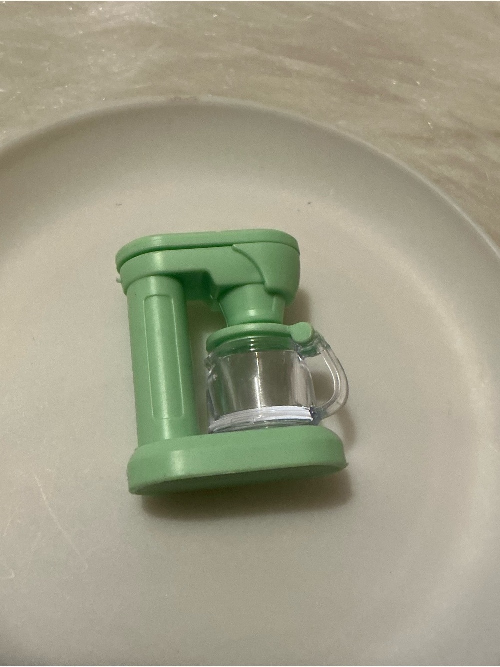 The cutest sea/mint green miniature coffee maker dollhouse kitchen accessory